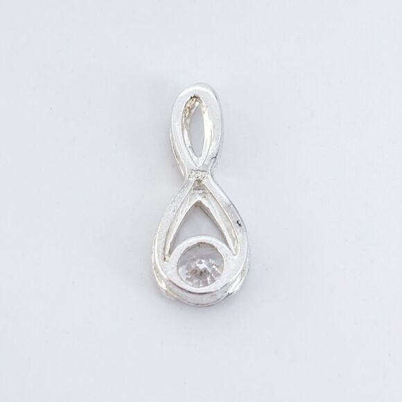 Vintage Sterling Silver 925 Infinity Cubic Zirconia Pendant - Picture 4 of 6